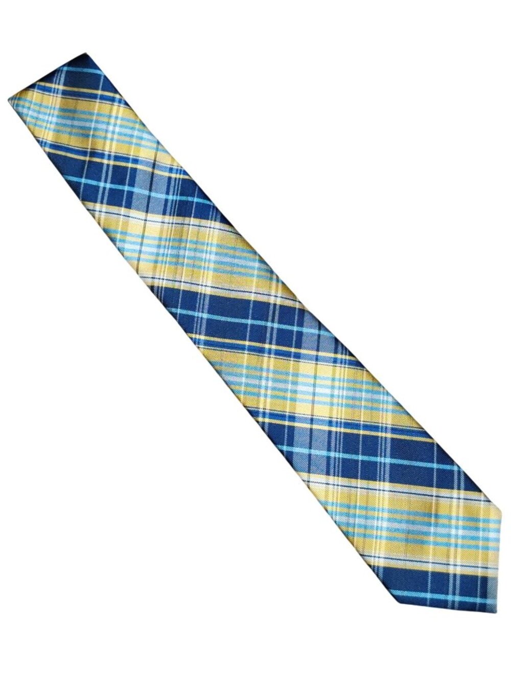 U.S. Polo Assn. Necktie Navy Yellow Plaid Tartan Preppy Classic Business Tie